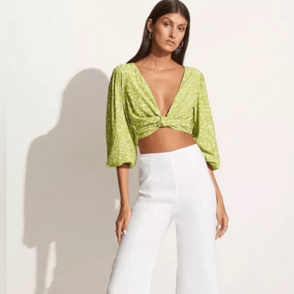 Faithfull the Brand Tianna Top Tiare Floral Print Wrap Tie Top size 2